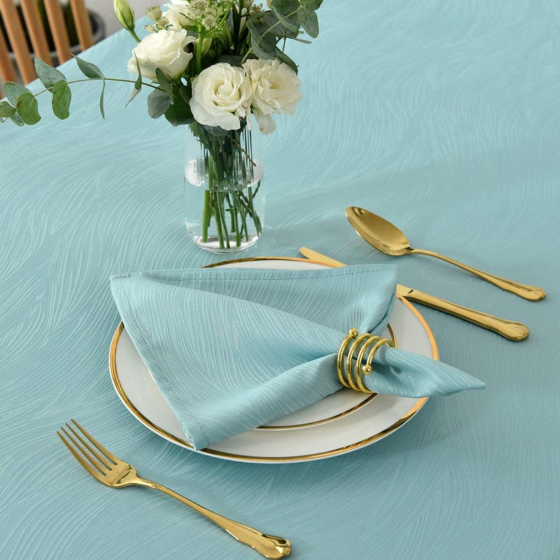 maxmill Jacquard Cloth Napkins 20 x 20 Inch with Hemmed Edges Swirl Pattern Soft Comfortable and Luxury Serviette for Family Dinners Weddings Parties and Banquets Set of 4 Turquoise - Image 3